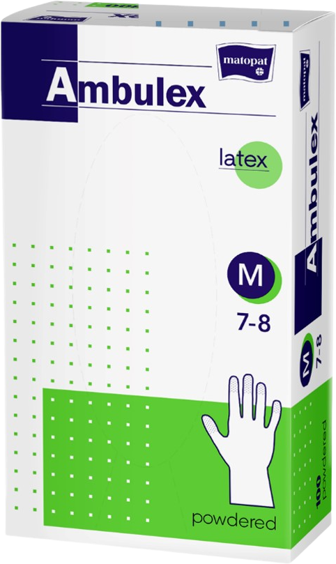 Ambulex rukavice latexové veľ. M nesterilné pudrované 100 ks