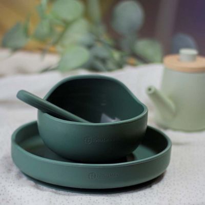 Petite&Mars Miska silikónová s prísavkou TAKE&MATCH Misty Green 6m+ 350 ml
