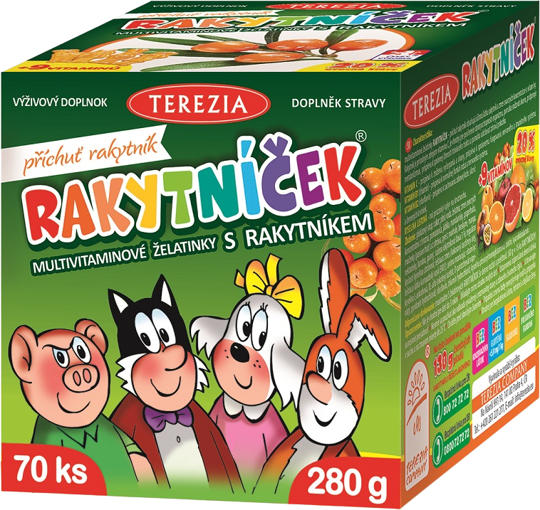 Terezia Rakytníček multivitamínové želatínky s rakytníkom 70 ks