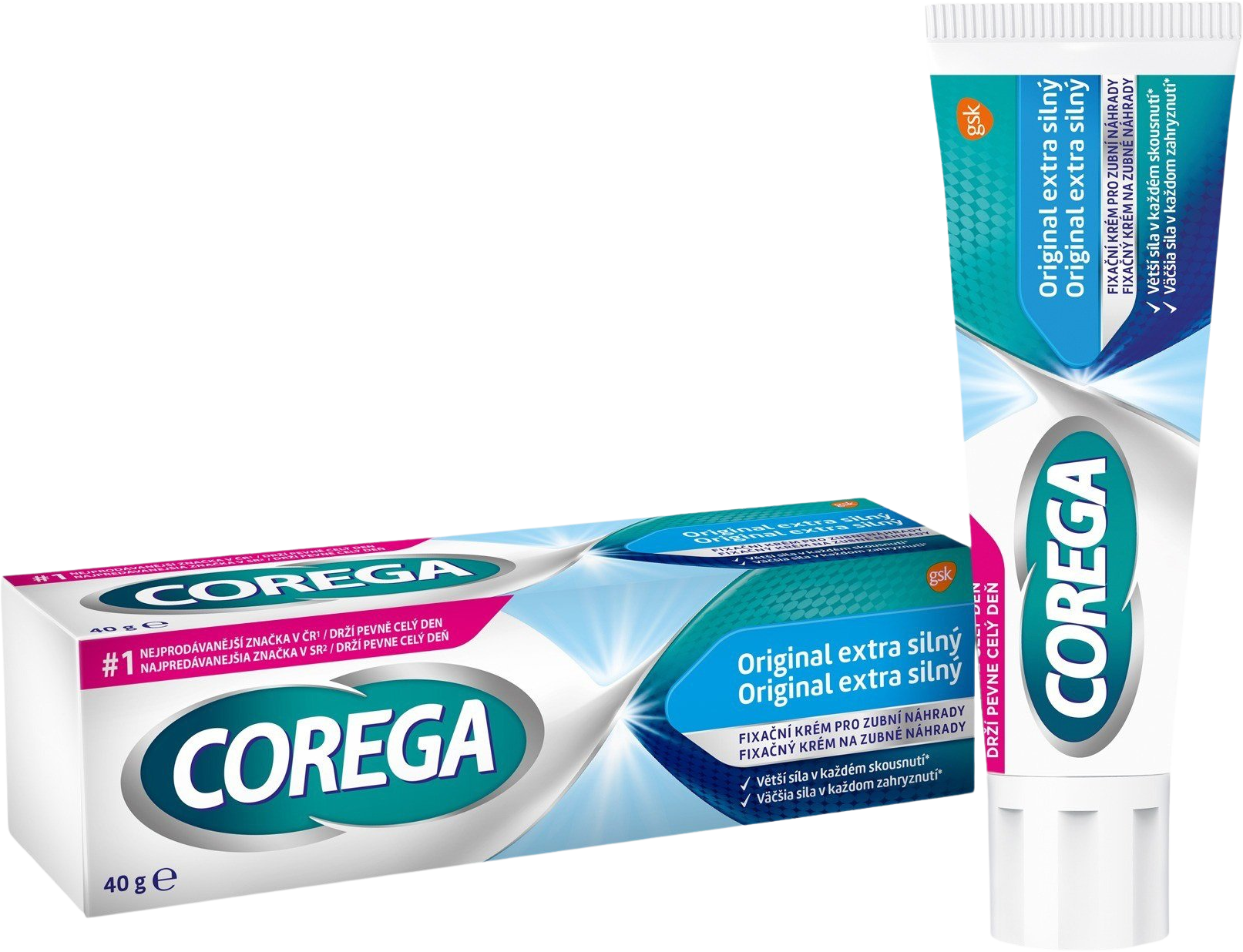 Corega Original Extra silný fixačný krém na zubné náhrady 40 g