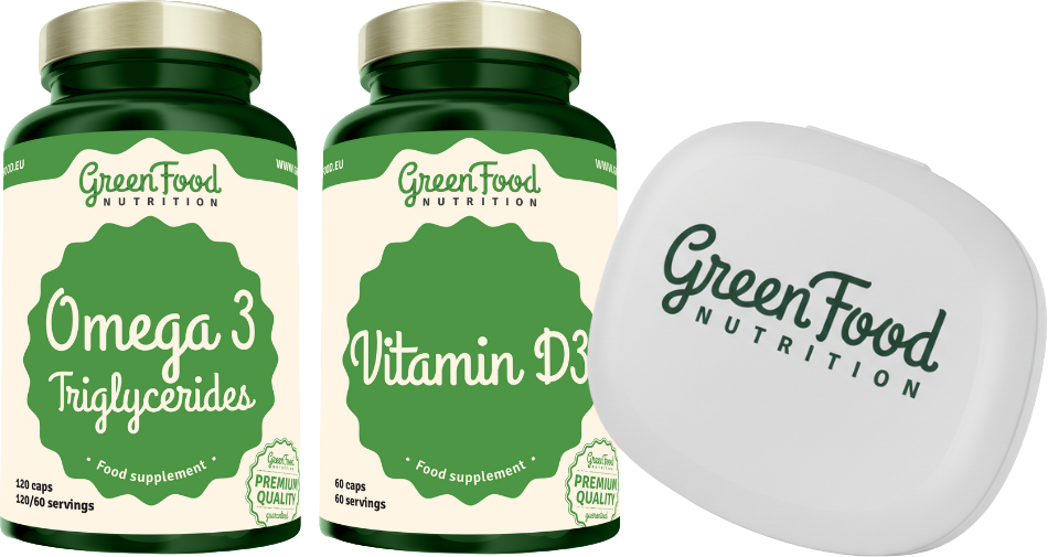GreenFood Nutrition Duopack Omega 3 + Vitamin E 120ks a Vitamin D3 60ks