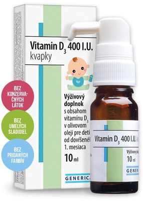 Generica Vitamin D3 400 I.U. kvapky 10 ml