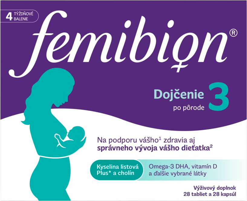 Femibion 3 Dojčenie, 28 tabliet a 28 kapsúl