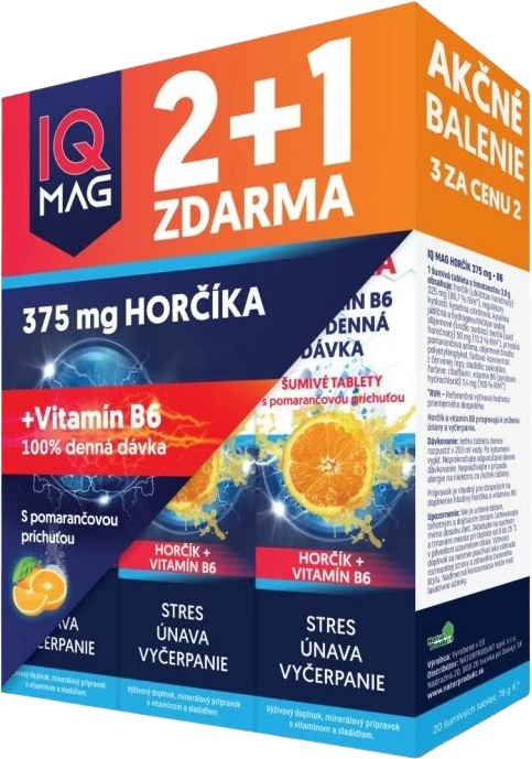 Naturprodukt IQ Mag horčík + B6 pomaranč 3 x 20 šumivých tabliet