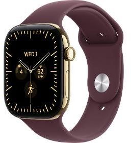 Apple Watch Series 12 GPS + Cellular 42mm Radiant Gold Titanium Case with Burgundy Sport Band - M/L