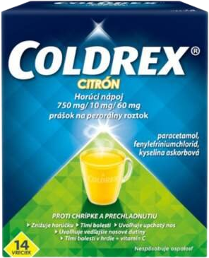 Coldrex horúci nápoj citrón 14 vrecúšok
