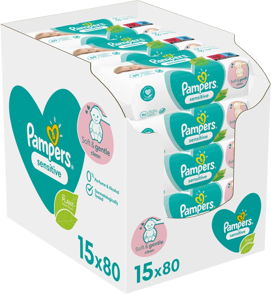 Pampers Sensitive Baby Detské čistiace obrúsky 15 x 80 ks