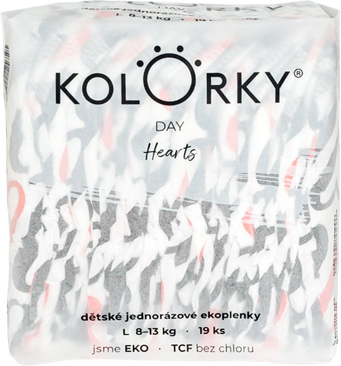 Kolorky DAY Srdce veľ. L (8-13 kg) 19 ks