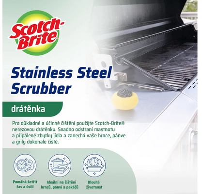 3M Scotch-Brite® Nerezová drôtenka s integrovanou hubkou 1 ks