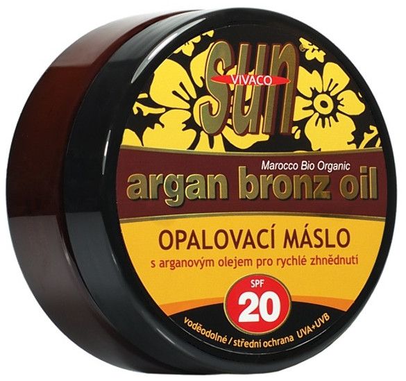 Vivaco Opaľovacie maslo s arganovým olejom pre rýchle zhnednutie SPF20 200 ml