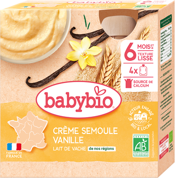 Babybio mliečna krupicová desiata s vanilkou 4 x 85 g