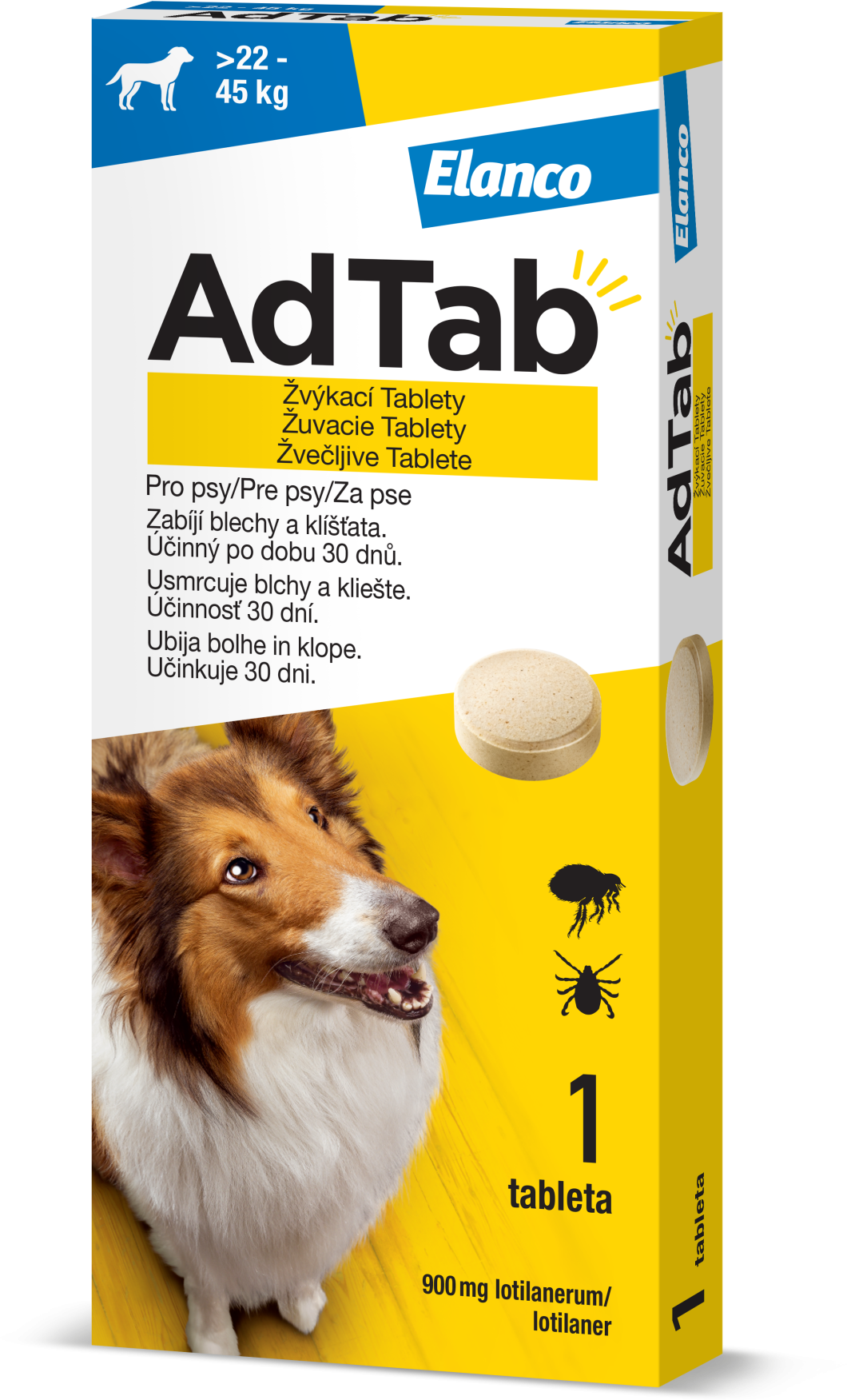 AdTab Žuvacie tablety, hmotnosť psa > 22–45 kg