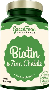 GreenFood Nutrition Biotín & Zinok Chelát 90 kapsúl