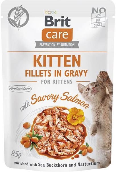 Brit Care Mačka Kitten filety v šťave s lososom 85 g