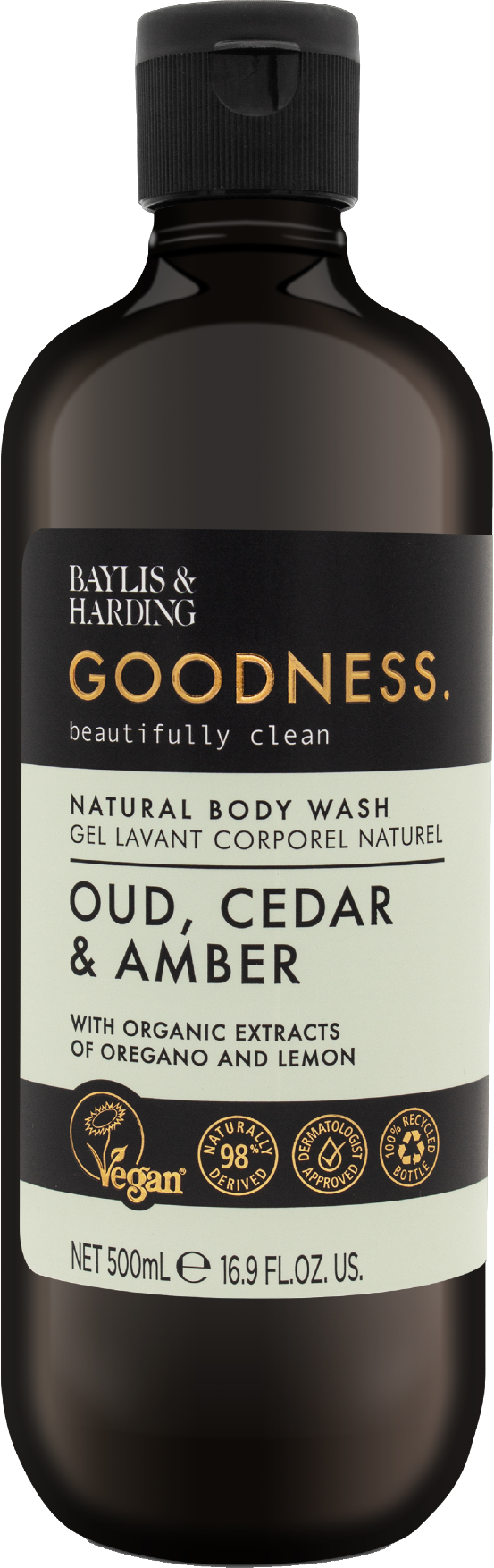 Baylis & Harding Goodness Sprchový gél Oud, Cédr & Ambra 500 ml