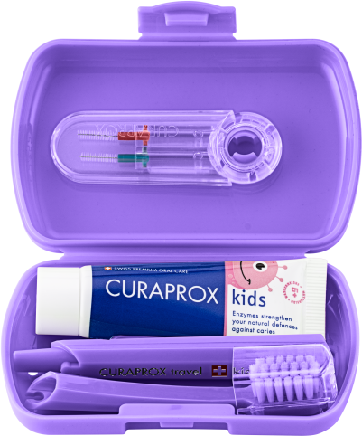 Curaprox Travel set KIDS fialový