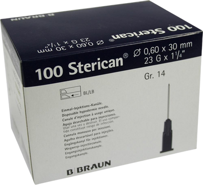 B.Braun BB Sterican injekčná ihla jednorázová modrá 0,6x30mm, ks 100 ks