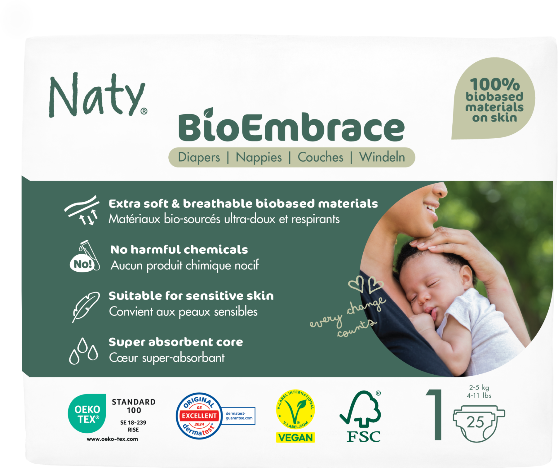 Eco by Naty Plienky Newborn 2 - 5 kg, 25 ks