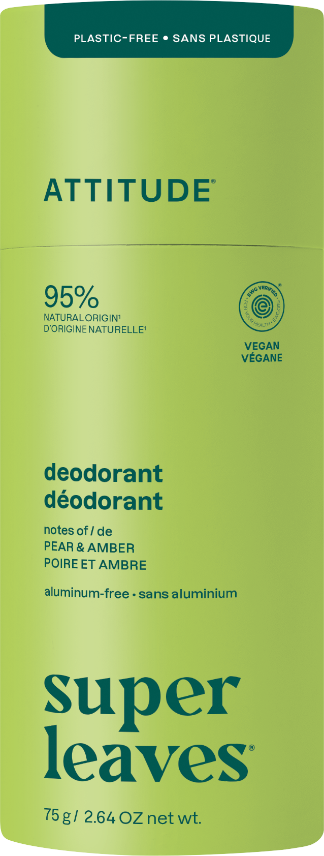 Attitude Prírodný dezodorant Super leaves - Hruška a amber bezplast 75 g