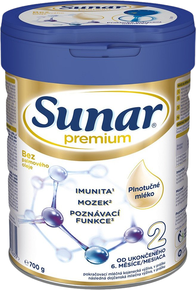 Sunar Premium 2 pokračovacie dojčenské mlieko 700 g