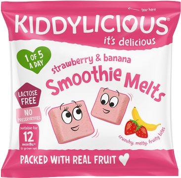Kiddylicious Ovocné vankúše zo strawberries a banánov 6 g
