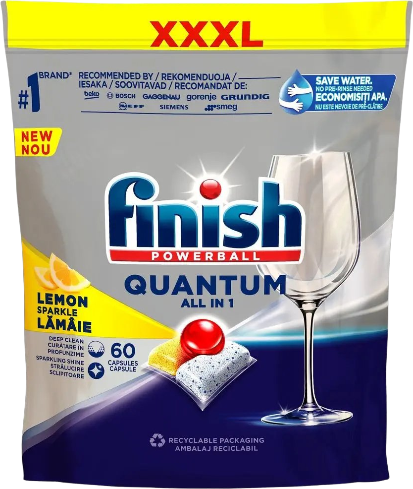 Finish Quantum All-in-1 Lemon tablety do umývačky riadu 60 ks