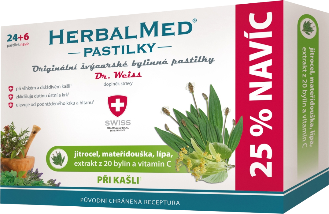 HerbalMed PASTILKY pri kašli 30 pastiliek