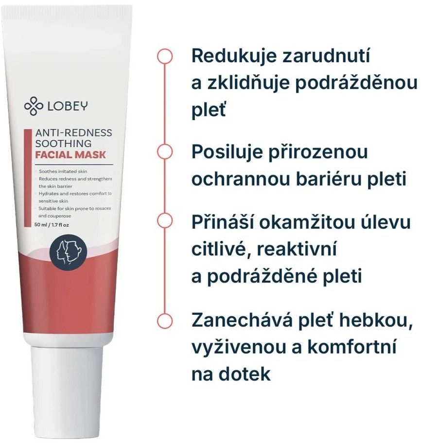 Lobey Upokojujúca maska na začervenanie pleti 50 ml
