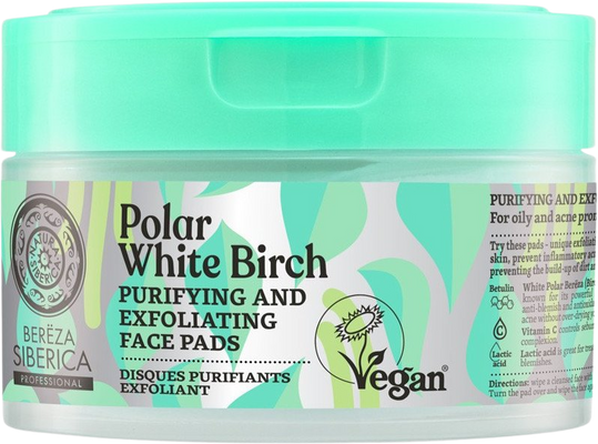 Polar White Birch Čistiace a exfoliačné tampóny na tvár 20 ks