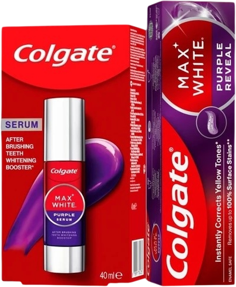 Colgate zubná pasta max white purple + sérum