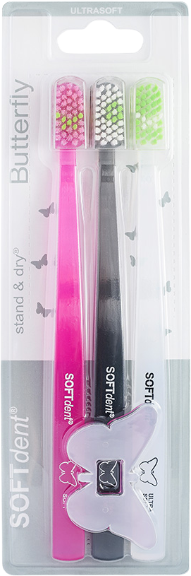 SOFTdent Butterfly Zubná kefka ULTRASOFT 3 ks