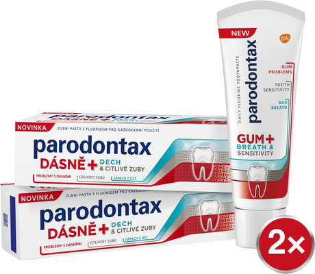 Parodontax Gum + Breath & Sensitivity Zubná pasta 2 x 75 ml