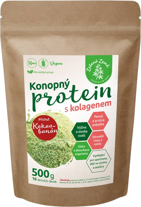 Zelená Země Konopný proteín s kolagénom 500 g