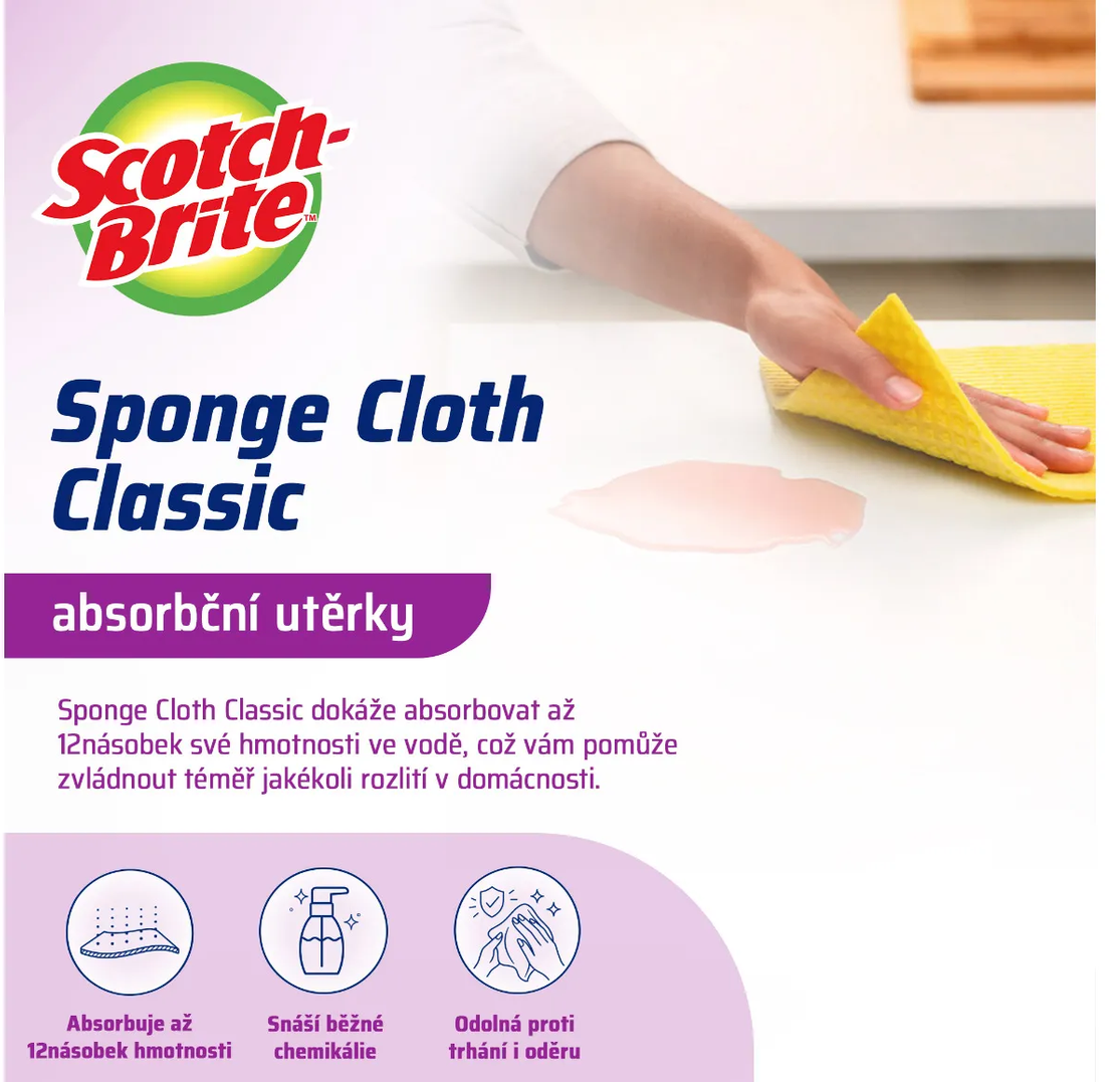 3M Scotch-Brite™ Classic hubková utierka, žltá 5 ks