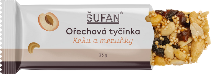 Šufan Orechová tyčinka Kešu a marhule 33 g