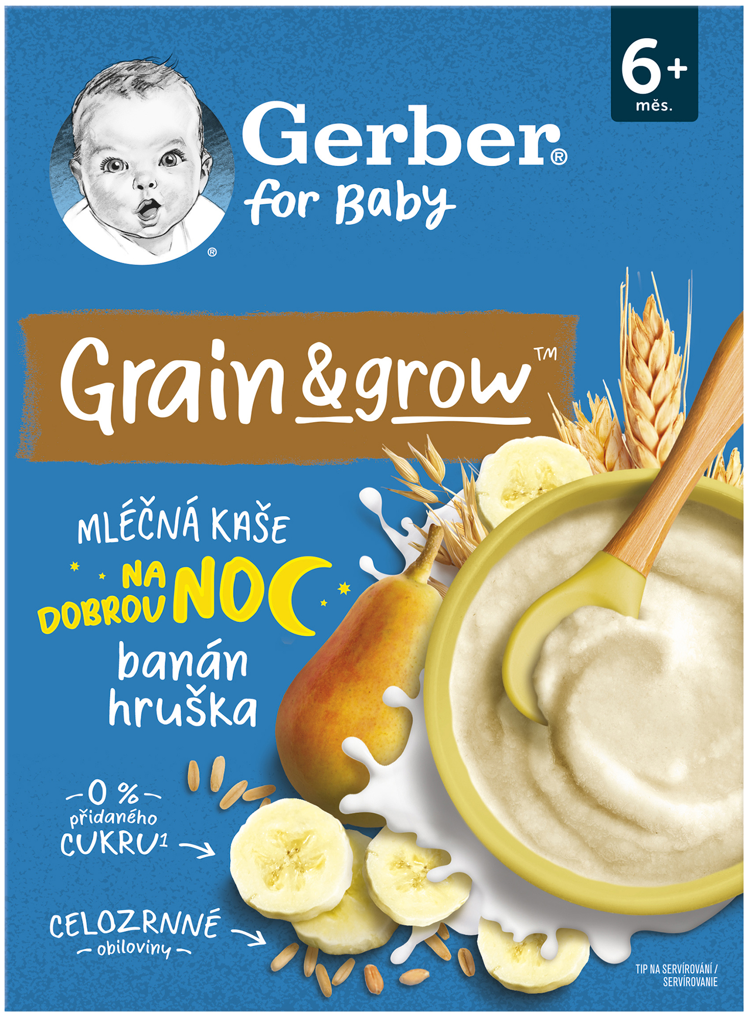 Gerber Mliečna kaša Na noc pšenično-ovsená banán a hruška 200 g