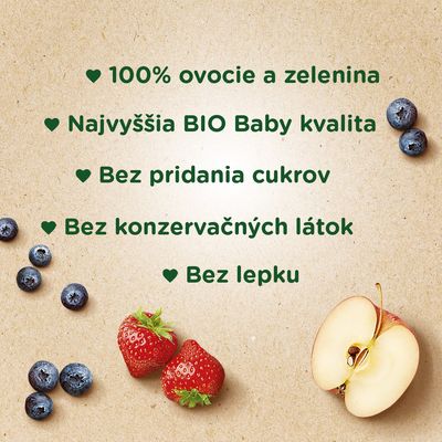 Sunar BIO ovocná kapsička jablko, jahoda, čučoriedka 4m+ 100 g