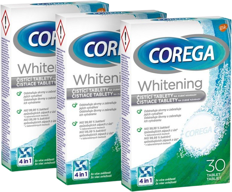 Corega Tablety Whitening 3 x 30 ks