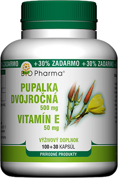 Bio Pharma Pupalka dvojročná 500 mg Vit. E 50 mg 130 kapsúl