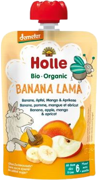 Holle BIO Pyré,Banana Lama, banán, jablko, mango a marhuľa 100 g