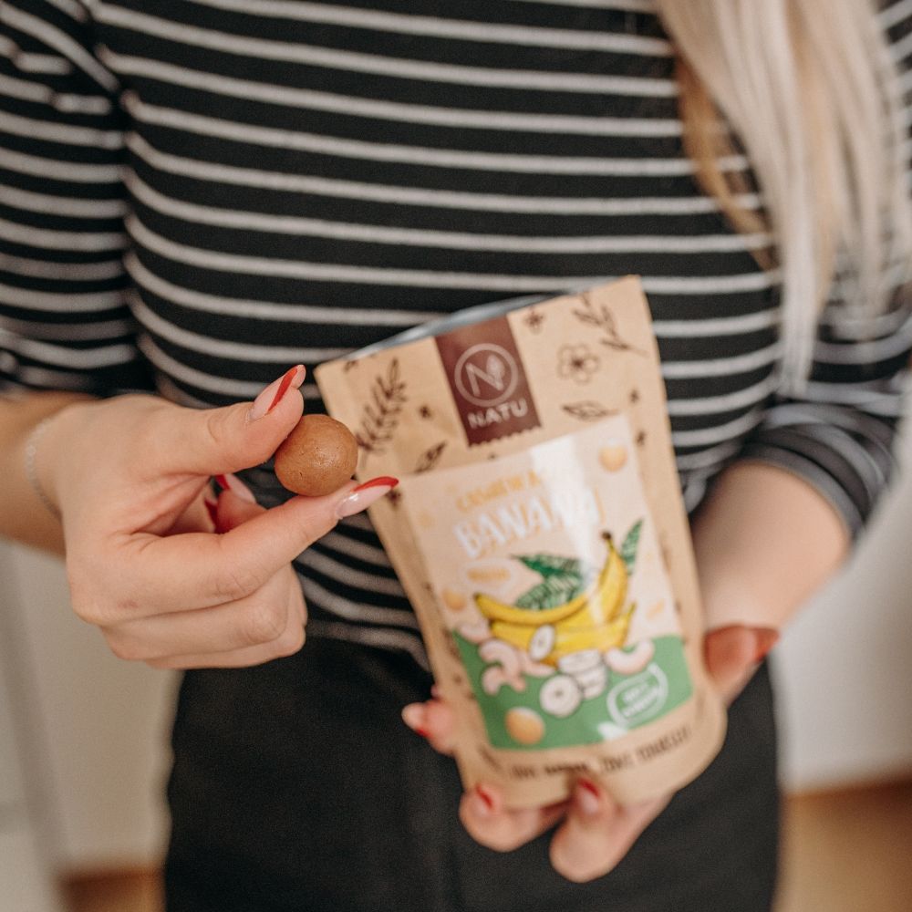 Natu Banánové guličky s kešu krémom 70 g