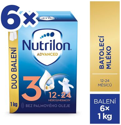 Nutrilon 3 batoľacia mliečna dojčenská výživa v prášku 6 x 1000 g