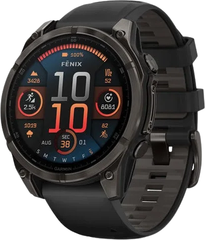 Garmin fēnix 8 – 47 mm, AMOLED, Sapphire, Carbon grey DLC s Black/Grey silikónovým remienkom
