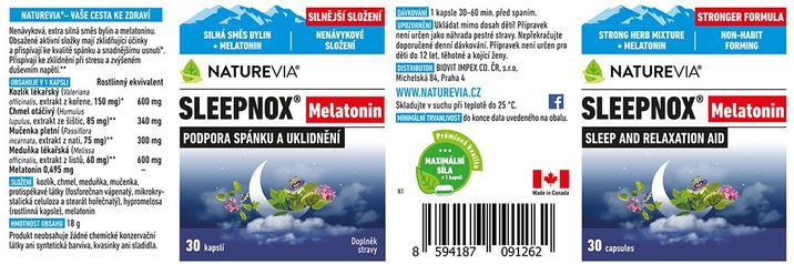 NatureVia Sleepnox Melatonin 30 kapsúl