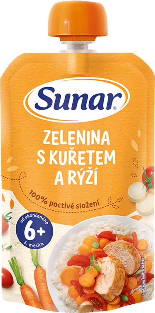 Sunar príkrm zelenina s kuraťom a ryžou 6m+ 120 g