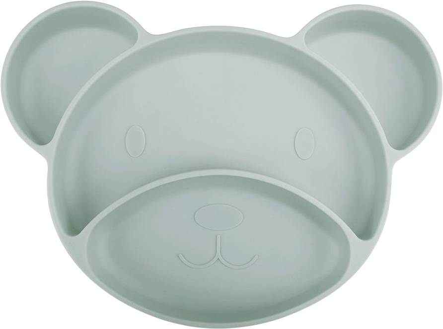 Canpol babies Tanier silikónový delený s prísavkou Medvedík zelený