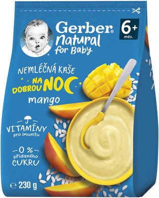Gerber Prírodná nemliečna kaša mango Goodnight 230 g