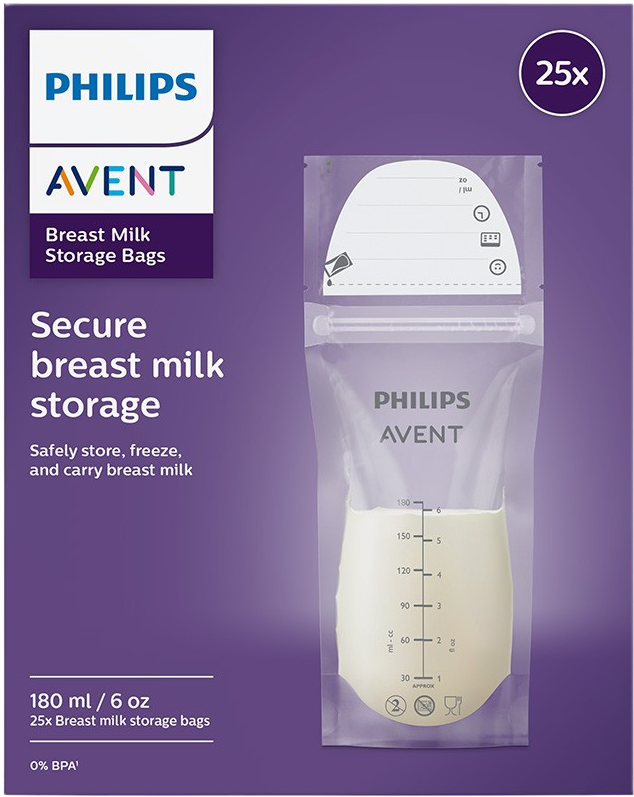 Philips Avent Vrecká na materské mlieko 180 ml, 25 ks