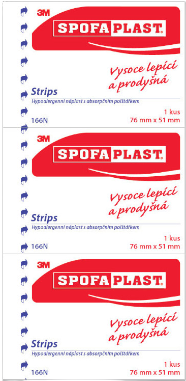 Spofaplast 3M 166N Hypoalergénna náplasť 76x51mm, 3 ks