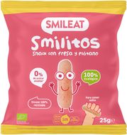 Smileat Organic Kukuričné chrumky Smilitos s jahodovou a banánovou príchuťou 25 g